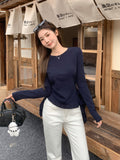 Round Collar Irregular Lotus Side Under The Long-Sleeved T-Shirt Girl 2026 Autumn Slimming Inside The Bottom Shirt Top