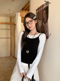 Early Autumn Wears A New Two-Piece Set Of Solid Long-Sleeved T-Shirts With A Bottom Folding Waistcoat Slime Top Woman