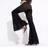 Women's Explosive Sexy Mesh Yarn Velvet High-Rise Legs Long Micro-Rac Casual Trousers