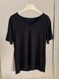 Small Short-Sleeved T-Shirt Women's Summer 2025 New Simple Design Sense Of Small Loose Shoulder Bottom U Collar Top