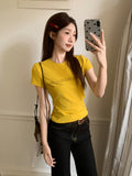 Small Letter Hot Diamond Design Sense Round Neck Short-Sleeved T-Shirts Summer New Relaxed Casual Temperament Blouse
