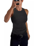 2025 Summer Women's Ribs Small Vest Round Collar Body Type Women's Vest