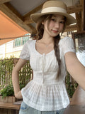 Pure-Want-Style Bow Tie With Short-Sleeved T-Shirt Women's Summer New French Age Reduction Waist Repair Short Top