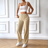 Dili Casual Simple Wind Girded Feet Long Pants Women's Clothing 2025 Spring And Summer
