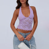 2025 Summer New Hottie Sling Sling Lace Sex Sexy Small Vest Hanging Neck Top