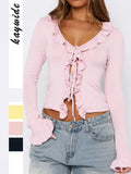 Dili Y2K Hottie Long-Sleeved T-Shirt Women's Top Wool Women's Clothing 2025 Autumn And Winter