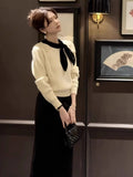 Gentle Style White Temperament Bow Tie Sweater Women Autumn And Winter Design Unique To The Knitted Shirt Inside The Top