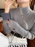 Grey Half-High Collar Plus Thick Bottom Shirt Women Take 2025 Autumn And Winter New Sweater High-End Knitting Top