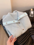 Gentle Wind Soft Milk Blue Sweater Cardigan Women's Autumn And Winter 2025 New Korean Version Of Loose Lazy Knitted Shirt Top