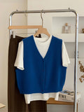 Vintage High-End Feel V Collar Knitted Vest Women Spring, Autumn And Winter Folded Wearing A Short Sweater Vest Coat