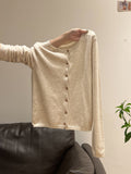 Round Collar Long-Sleeved Knitted Cardigan Women 2026 Autumn New Small Fragrant Wind Loose Thin Outer Coat