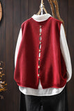 Back Button Cotton Knitted Vest Vest Women Loose Large Version Of Meat Spring Leisure Sleeveless Stacked Shoulders