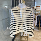 Ocean Design Sense Classic Striped Cardigan Small Fragrant Outside Wearing A Short Knitted Jacket 2025 Early Autumn New
