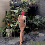 Purple Hanging Dress Women Summer Pure Wind Sexy Long Skirt Tight Body To The Hip Fishtail Skirt