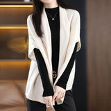 Autumn 2025 New Bat Sleeve Shawl Women Loose Knit Wool Coat Ocean Tucked Open Shirt Outside The Cloak