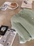 Pink Knitted Cardigan Girl Spring And Autumn Gentle Wind Raccoon Velvet High-End Short Sweater Coat Small Mantle