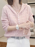 Advanced Sense Of Loose Long Sleeve Hooded Knitted Jersey Spring 2025 New Fashion Stylish Design Thin Sweater