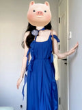 French Temperament Blue Sling Dress Dress Dress Women Spring And Summer 2026 New Sanya Seaside Tourism Wear