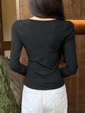 Korean Pure High-End Feeling Set Up Long-Sleeved Bottom Shirt Women's Spring And Autumn Irregular Chic Chic Top