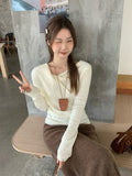A Word-Collar Tangle T-Shirt Knitted Bottom Shirt Women Spring And Autumn Small Fragrant Style Inside The Body Temperament Long Sleeve Beautiful Top