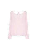 Design Sense Back Hollow With Pink T-Shirt Long Sleeve Sunscreen Shirt For Women's Summer Niche Thin Top