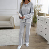 Dili Women's Clothing Set 2025 Temperament Casual Pure Color Knitted Long Sleeve Sweater Pants Set
