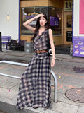 Vintage Suit Lattice Sling Sling Vest Women Summer High-Rise Half-Dress Skirt French Temperament Two-Set