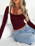 Dili Y2K Hottie Wind Solid Long-Sleeved Vest T-Shirt Women's Clothing 2025 Spring And Summer