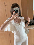 Spice Girls V-Neck Short-Sleeved Shoulder T-Shirt Women's Summer 2025 New Body-Creat Design High-End Small-Sized Top