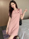 2025 Summer New Short-Sleeved POLO Shirt Collar Dress Girl Small College Style Fashion Sports T-Shirt Dress