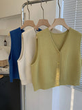 Vintage High-End Feel V Collar Knitted Vest Women Spring, Autumn And Winter Folded Wearing A Short Sweater Vest Coat