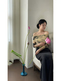 A Variety Of Wearing French New Chinese Style T-Shirt Women's Artistic Sense To See The Tie-Dye Net Long-Sleeved Holiday Shirt