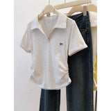 Large-Size Front-Shouldered Cotton Short-Sleeved T-Shirt For Women's New School Style POLO In Summer 2025