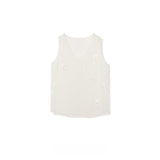 Summer New Handmade Three-Dimensional Petal Nails Studs TR Flattened Sleeveless Blouse Half-Dress Set