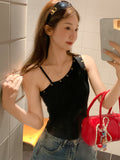 Super Good Oblique Collar Shoulder Irregular Sling Vest Summer 2026 New Willow Stud Design Blouse