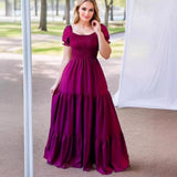 2025 Hot Sales Commuting Solid Color Collar To Pick Up The Stitched Long Dress Dress