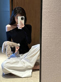 Pure Hot Girl Slim Thin Shoulder Long-Sleeved T-Shirt Women's Early Autumn High-End Feel Full Of Bottom Shirt Top