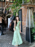 Green Hanging Flower Dresses Women's Summer 2025 Seaside Vacation Wearing Long Dresses Summer Beautiful Dresses