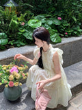 Sweet And Gentle Pink Flying Sleeve Dress Women's Summer 2026 New Small Loose Thin A Short Skirt