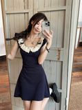 Lace Lace Spliced Flying Sleeve Dress Women Spring 2026 New Hot Girls To Close The Waist Of A Small A-Word Skirt