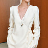 Autumn Gold White Moonlight French GAO Grade White Collar Silk Silk Silk Silk Silk Silk Silk Long-Sleeved Shirt Women's Suit Dress