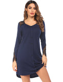 Autumn And Winter Lady Long Sleeves Lace Splicing Fake Door Fumice Home Clothes Pyjamas Woman