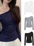 Pure Hot Girl Slim Thin Shoulder Long-Sleeved T-Shirt Women's Early Autumn High-End Feel Full Of Bottom Shirt Top