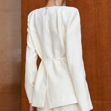 2026 Spring New V-Neck Top Solid Texture With Long-Sleeved Literary Retro-Styled Women's Coat