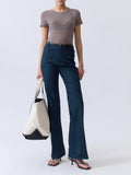 Multi-Season Wear With Fashionable Legs Elastic Imitation Denim Fabric Free Ironing Comfortable Retro Horn Trousers