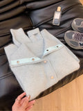 Gentle Wind Soft Milk Blue Sweater Cardigan Women's Autumn And Winter 2025 New Korean Version Of Loose Lazy Knitted Shirt Top