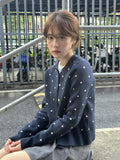 Korean Early Autumn Atmosphere Wearing A Hidden Blue Retro Knit Shirt Sweater Jacket Thin Top