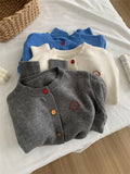 Gentle Retro Age-Retro Puppy Embroidered Color Buckle Round Collar Knitted Cardigan Woman 2025 Autumn Small Sweater Coat