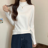 Half-High Collared De-Velvet Bottom Shirt Women In Autumn And Winter 2026 New Solid Color Warm Long Sleeves Thin Top