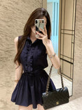 French Pure-Hearted High-End Shirt Dress Women Design Feel Waistless Vest Short Skirt Summer